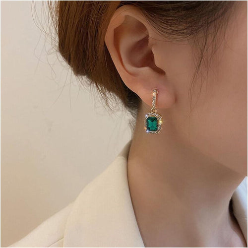 Vintage Water Diamond and Jade Earrings